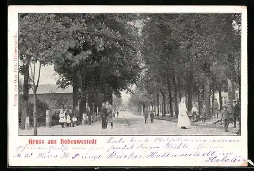 AK Hohenwestedt, Strassenpartie mit Gebäudeansicht