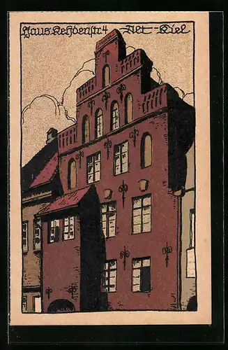 Steindruck-AK Alt-Kiel, Haus der Kehdenstrasse 4