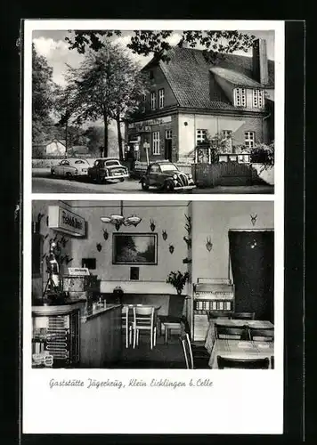 AK Klein Eicklingen bei Celle, Gasthaus Jägerkrug, Automobile