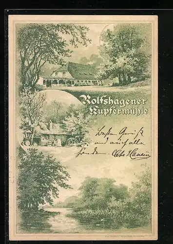Künstler-AK Rolfshagen, Gasthaus Rolfshagener Kupfermühle