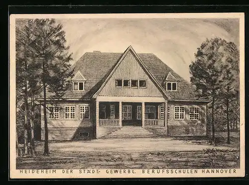 Künstler-AK Hannover, Heideheim der Städt.- Gewerbl. Berufsschulen Hannover