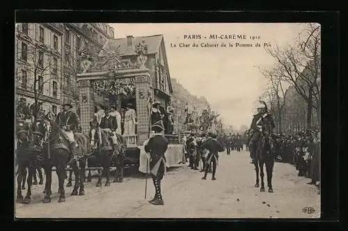 AK Paris, Mi-Carême 1910, Le Char du Cabaret de la Pomme de Pin