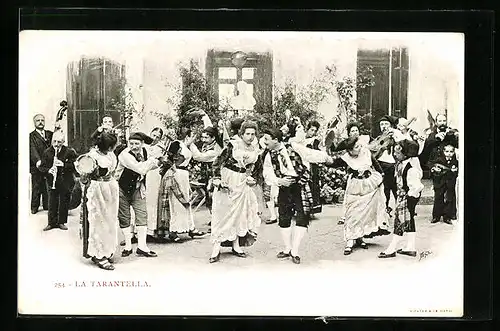 AK Menschen in Tracht tanzen Volkstanz La Tarantella