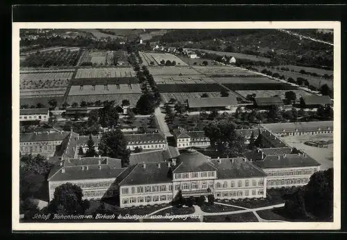 AK Stuttgart, Fliegeraufnahme von Schloss Hohenheim mit Birkbach