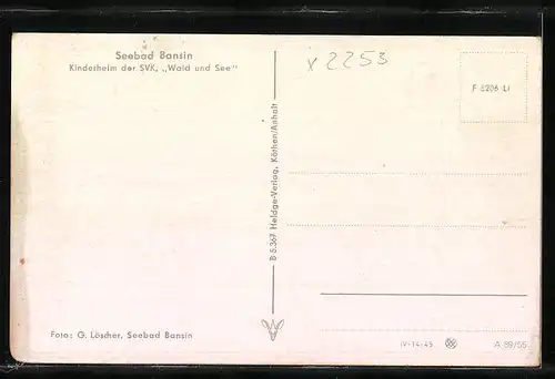 AK Bansin, Kinderheim der SVK Wald und See