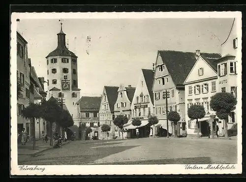 AK Günzburg, Unterer Marktplatz mit Geschäften