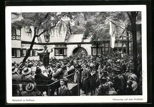 AK Koblenz, Stimmung auf dem Dorfplatz im Weindorf