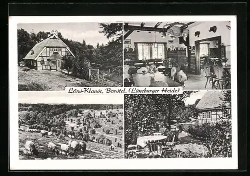 AK Borstel /Lüneburger Heide, Gasthaus Löns-Klause, Innenansicht, Garten