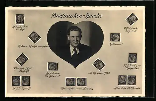 AK Briefmarkensprache, Ich denke stets an dich, Ich komme