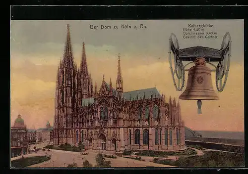 Künstler-AK Köln a. Rh., Kaiserglocke und Kölner Dom