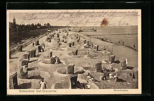 AK Ost-Dievenow, Strandleben mit Strandkörben