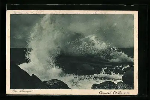 AK Ost-Dievnow, Felsen im stürmischen Meer, der Meeresgeist