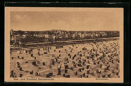 AK Swinemünde, Strandleben mit Strandkörben