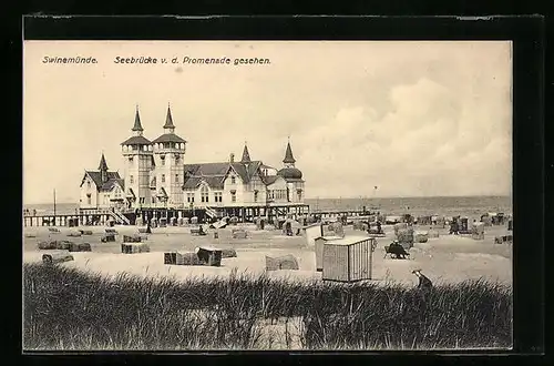 AK Swinemünde, Seebrücke von der Promenade aus gesehen