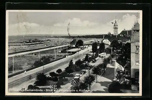 AK Swinemünde, Blick über die Promenade und auf das Kurhaus