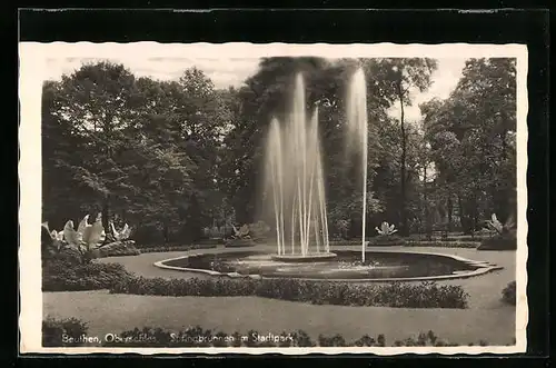 AK Beuthen, Springbrunnen im Stadtpark
