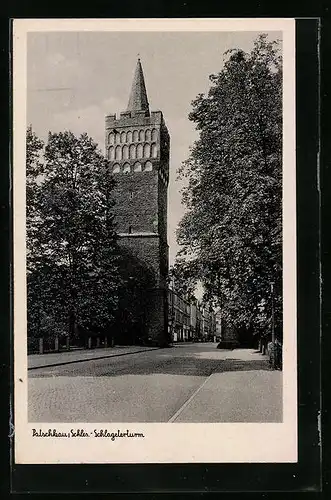 AK Patschkau, Strassenpartie am Schlageterturm