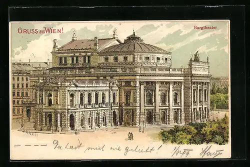 Lithographie Wien, Burgtheater von oben gesehen