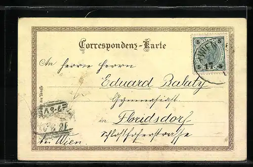 Lithographie Wien, Partie am Hof und Denkmal Radetzky