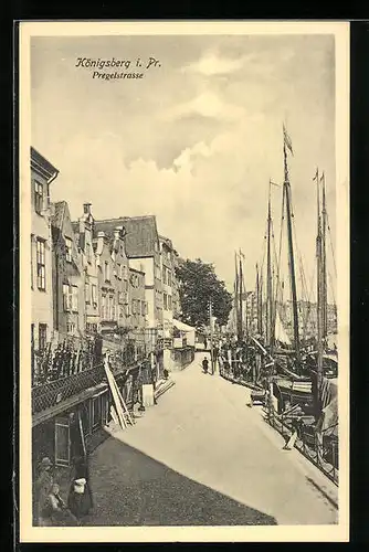 AK Königsberg i. Pr., Pregelstrasse am Hafen