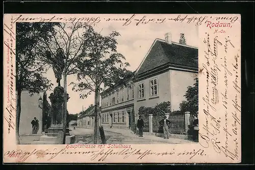 AK Wien-Rodaun, Hauptstrasse mit Schulhaus