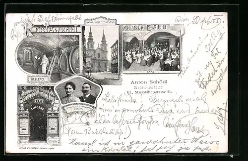 AK Wien, Restaurant zum grünen Baum in der Mariahilferstrasse 51