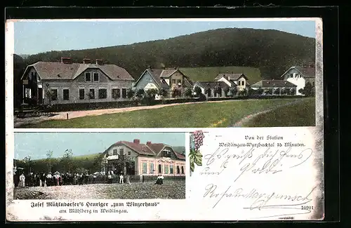 AK Wien, Josef Mühlendorfer`s Gasthof zum Winzerhaus am Mühlberg in Weidlingau