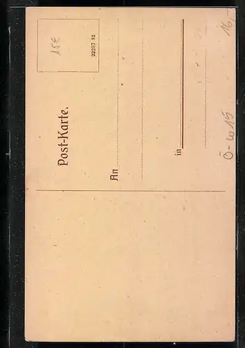 Lithographie Wien-Sechshaus, Frontalansicht einer Bildungsstätte