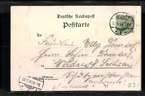 Lithographie Goslar a. H., 7. Wartburgbundestage 1898, Kaiserpfalz, Festpostkarte