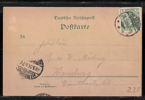 Lithographie Itzehoe, Gasthaus Freudenthal, Innen- und Aussenansichten