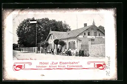 AK Förderstedt, Hotel zur Eisenbahn, Fahrradfahrer