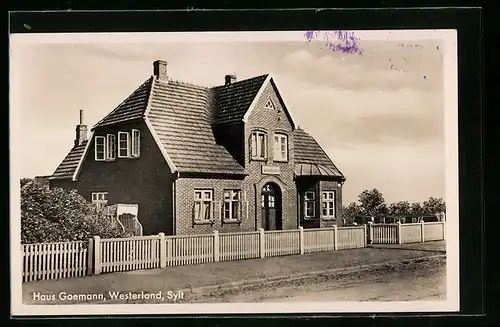 AK Westerland /Sylt, Gasthaus Haus Goemann, Bismarckstrasse 34