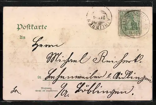 Lithographie Ludwigsburg, Panorama der Stadt, Garnisonskirche, Soldat