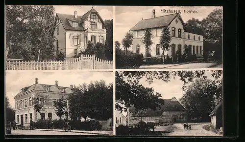 AK Hitzhusen /Holstein, Hermann Rosts Gasthaus & Café, Gebäude und Höfe
