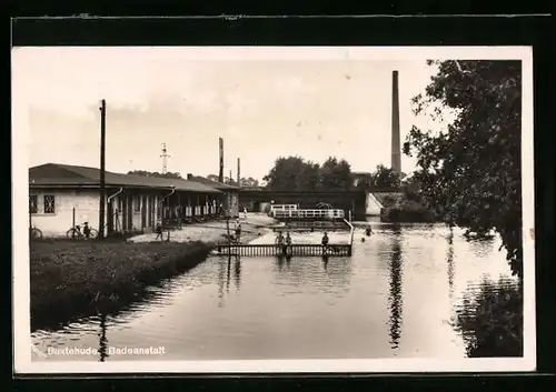 AK Buxtehude, Badeanstalt mit Badegästen