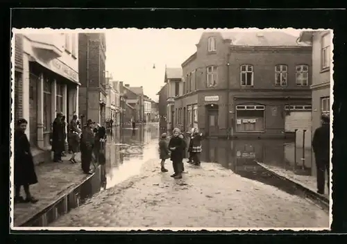 Foto-AK Tönning, Hochwasser ca. 1950