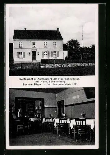 AK Bochum-Stiepel, Restaurant und Ausflugsort Im Haarmannsbusch, Inh.: Heinr. Schellenberg, Im Haarmannsbusch 39