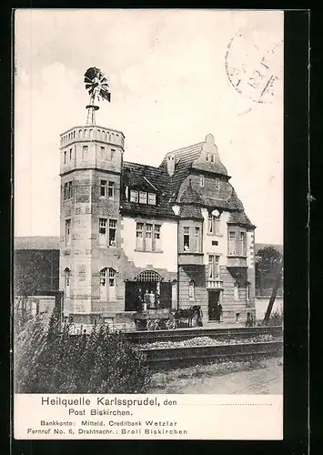 AK Biskirchen, Karlssprudel, Heilquelle mit Bahnschienen