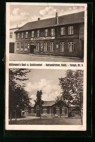 AK Kaltenkirchen /Holst., Hüttmanns Gast- u. Schützenhof mit Garten