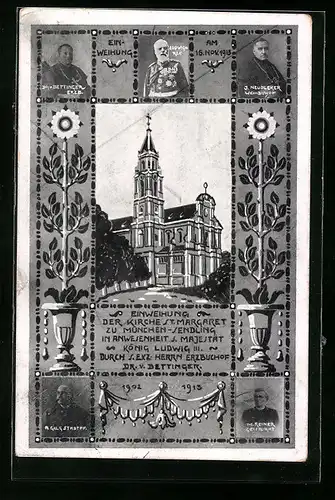 AK München-Sendling, Fstpostkarte zur Einweihung der Kirche St. Margaret