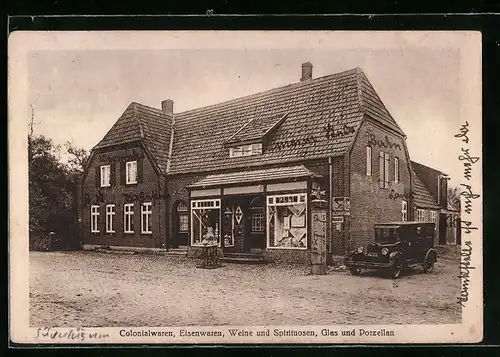 AK Süderlügum, Kolonialwarengeschäft von Carl Burgwald