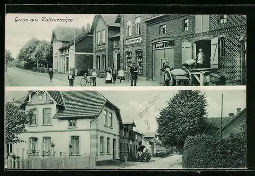AK Kaltenkirchen, Strassenpartie mit Kolonialwarenhandlung, Ortspartie