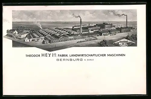 AK Bernburg /Saale, Theodor Hey GmbH, Fabrik Landwirtschaftlicher Maschinen, Gesamtansicht