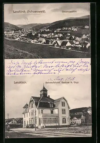 AK Lenzkirch /Schwarzwald, Bahnhofshotel von K. Vogt, Gesamtansicht
