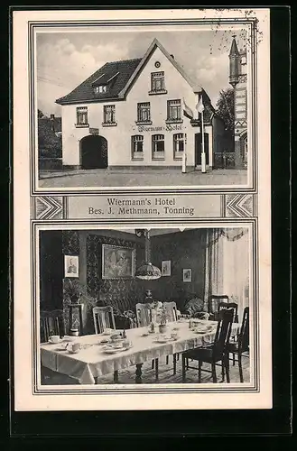 AK Tönning, Wiermanns Hotel mit Innenansicht