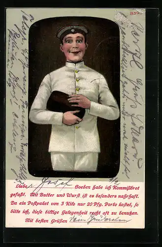 Künstler-AK Bruno Bürger & Ottillie Nr.: 8393, Kadett mit Kommissbrot