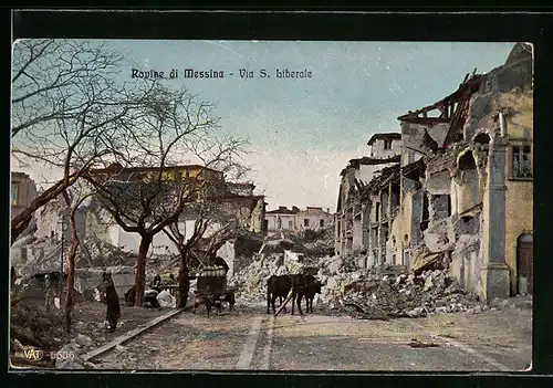 AK Messina, Rovine, Via S. Liberale, Erdbeben