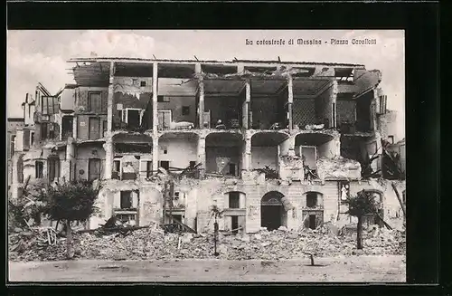 AK Messina, La catastrofe di Messina, Piazza Cavalotti, Erdbeben