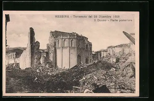 AK Messina, Terremoto del 28 Dicembre 1908, Il Duomo, Parte posteriore, Erdbeben