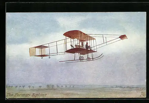 Künstler-AK The Farman Biplane